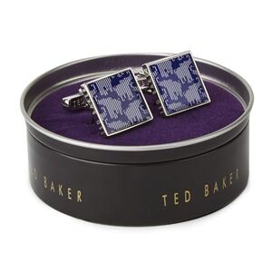 TED BAKER Rare Blue Striped Elephant Print Cuff Links